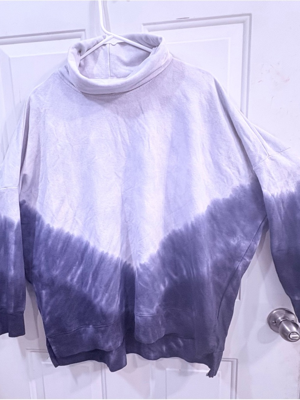 Tie-Dye High Neck Pullover Sweatshirt - Lavender to Deep Purple by pink